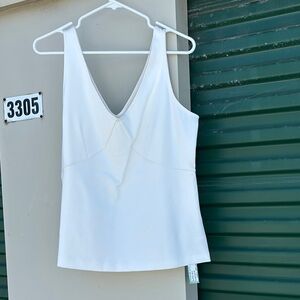 Everlane White Asymmetrical Fitted Tank Top
